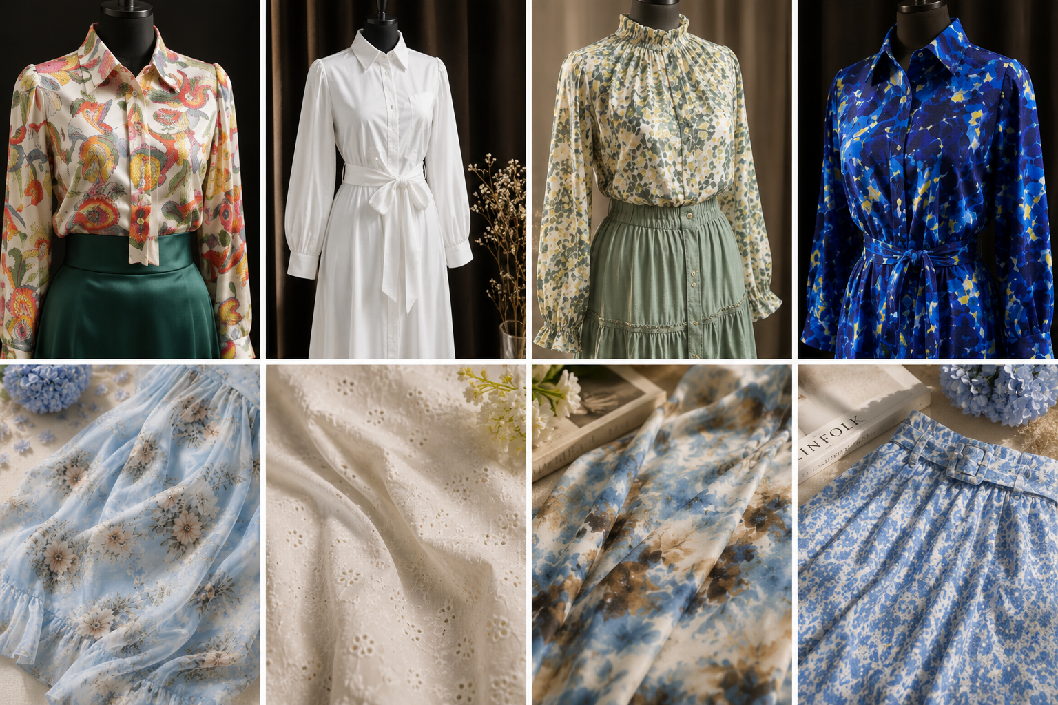 Elzee lookbook — blouses, dresses and fabric details