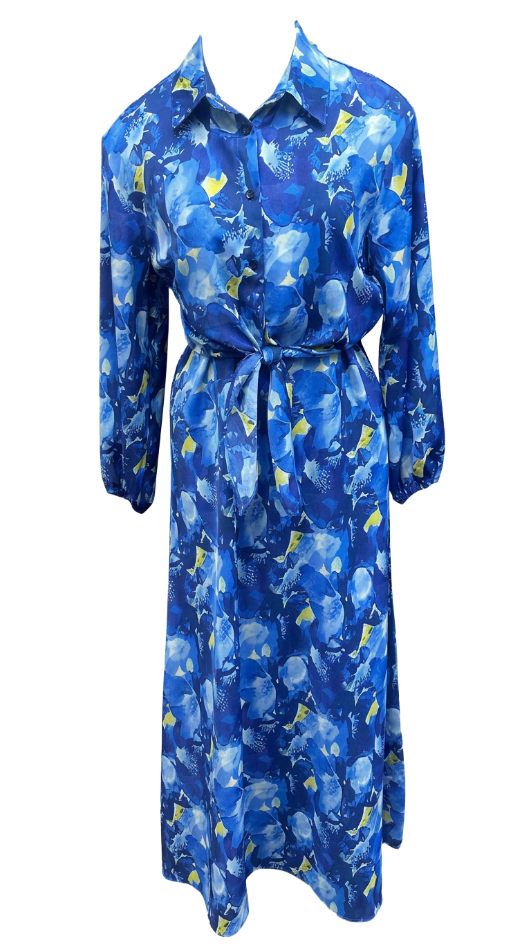 Cobalt Watercolor Shirtdress