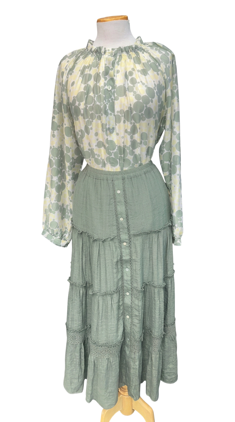 Sage Tiered Prairie Skirt